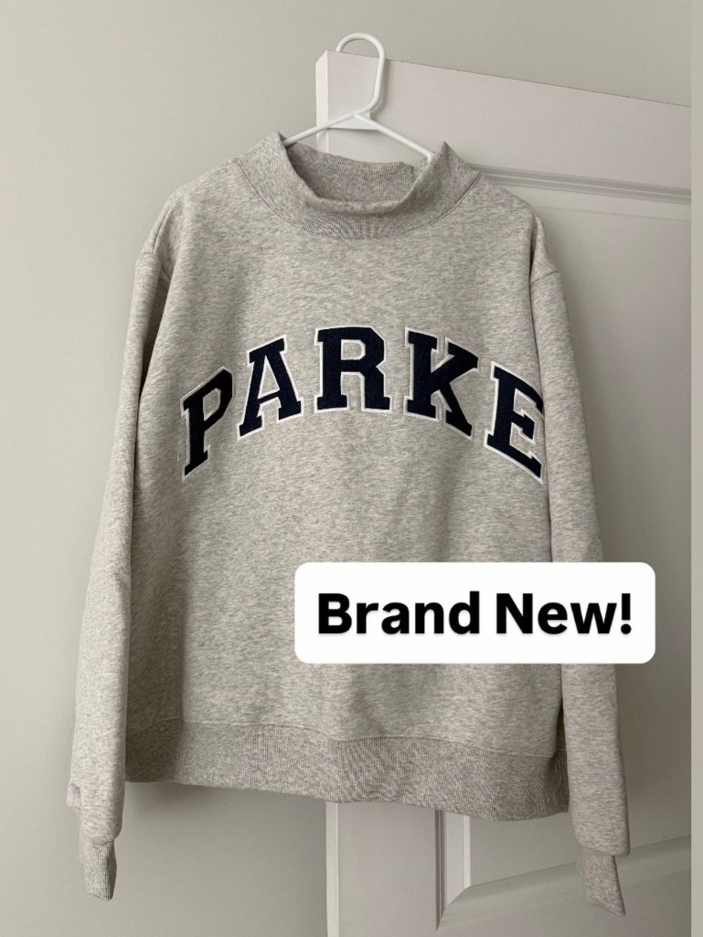 Parke Varsity Mockneck Sweatshirt Grey + Navy NWT